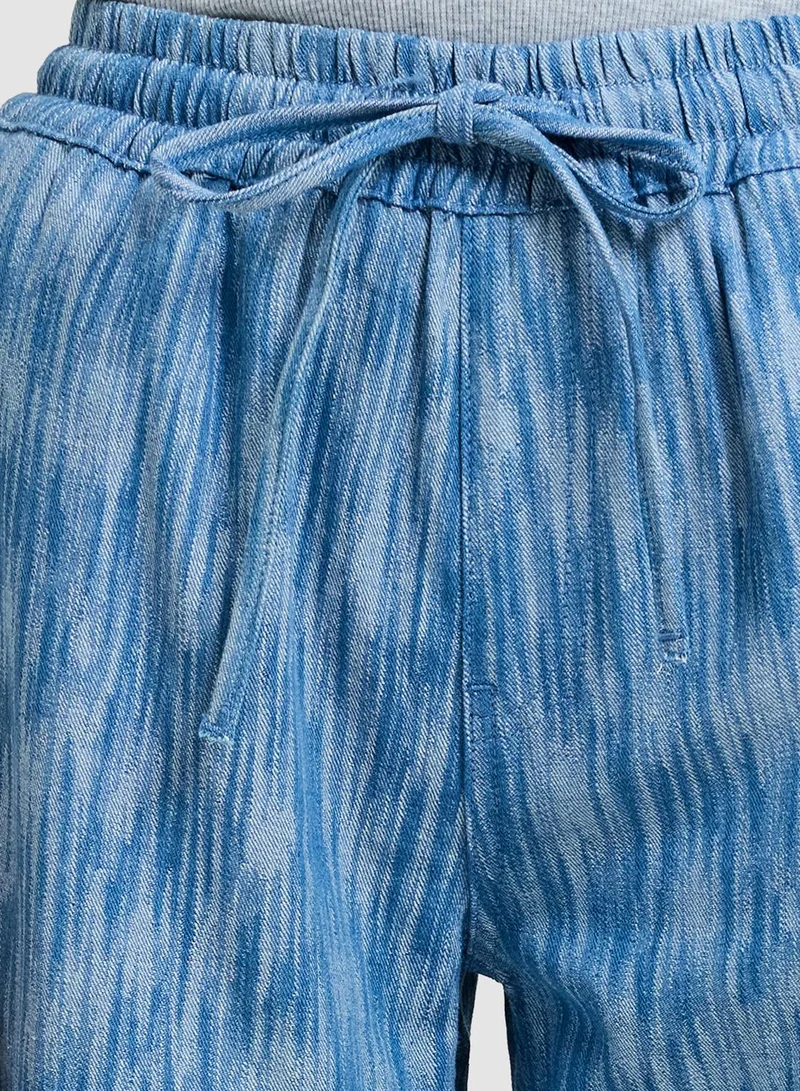 French Connection Mid Blue Bessie Textured Denim Wide Leg for Women | Best Price UAE